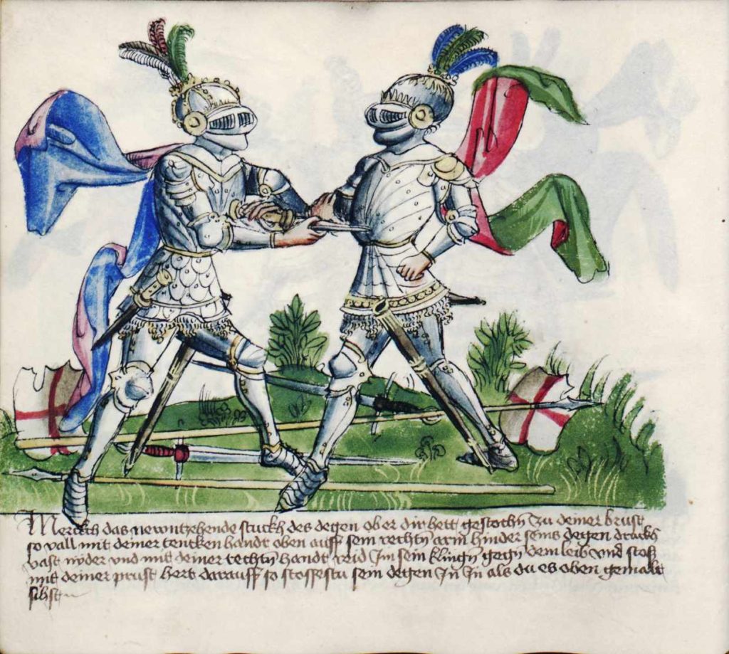 6. Bod soupeřovou dýkou. Fechtbuch Gladiatoria (cca 1435–1440)